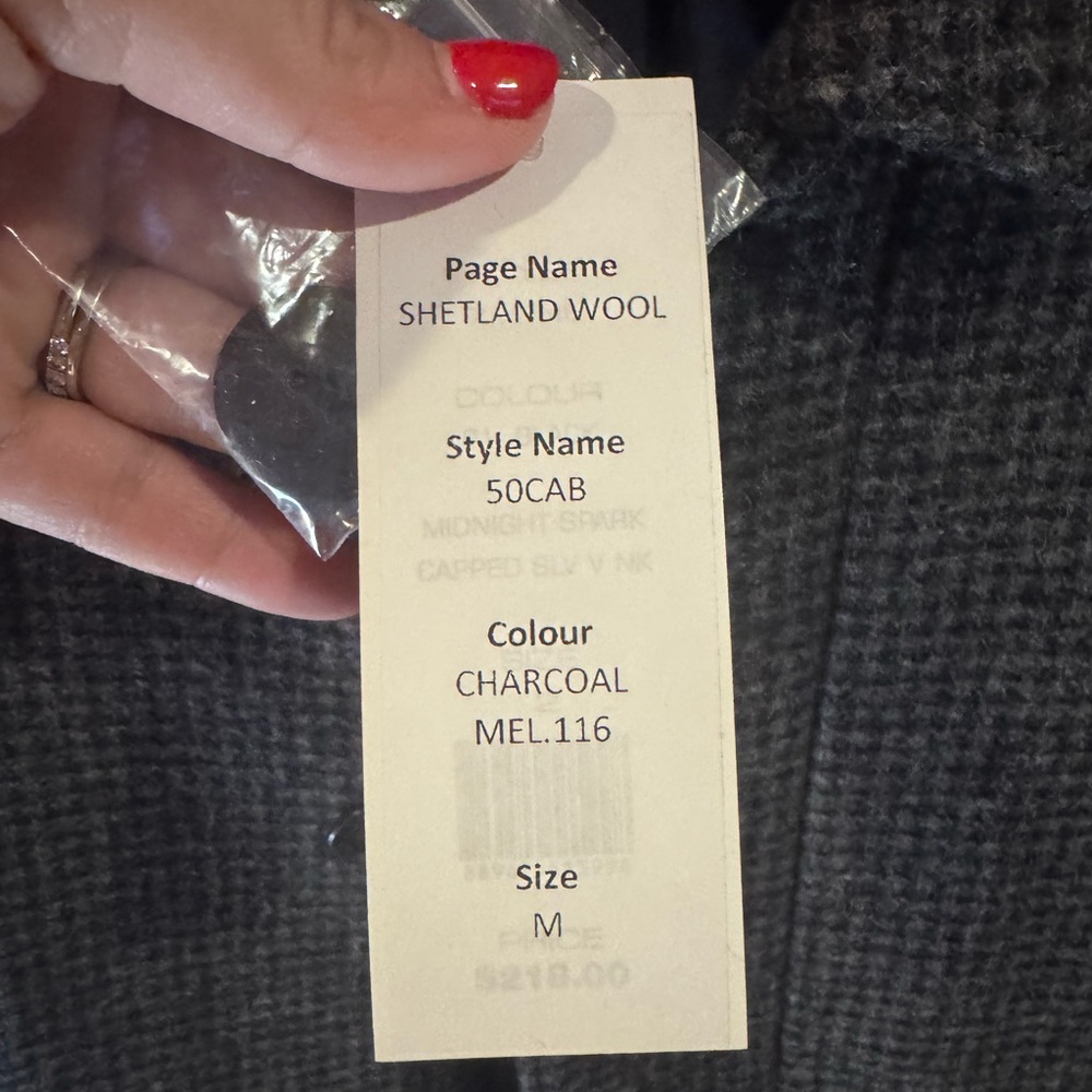 French Connection Men’s Double Breasted Shetland Wool Coat Charcoal Check M NWT - Picture 6 of 6
